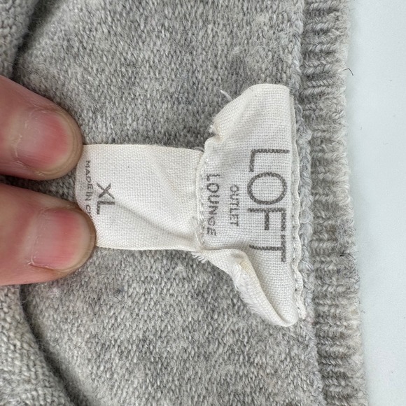 LOFT Outlet Lounge Women's Gray Knit Bell Sleeve Cottage Core Cozy Sweater XL - Picture 4 of 10